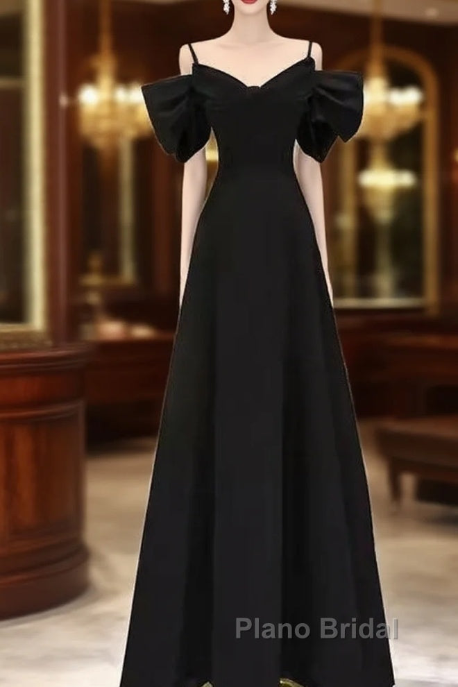 Elegant A Line Black Long Formal Prom Dresses Formal Evening Dresses Main image