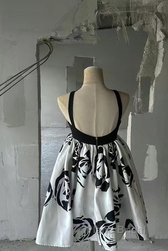 Elegant A-Line Flower Butterfly Black Short Homecoming Dresses Online, Secondary image