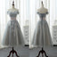 Elegant A-line Off Shoulder Lace Appliques Tea-Length Bridesmaid Dresses