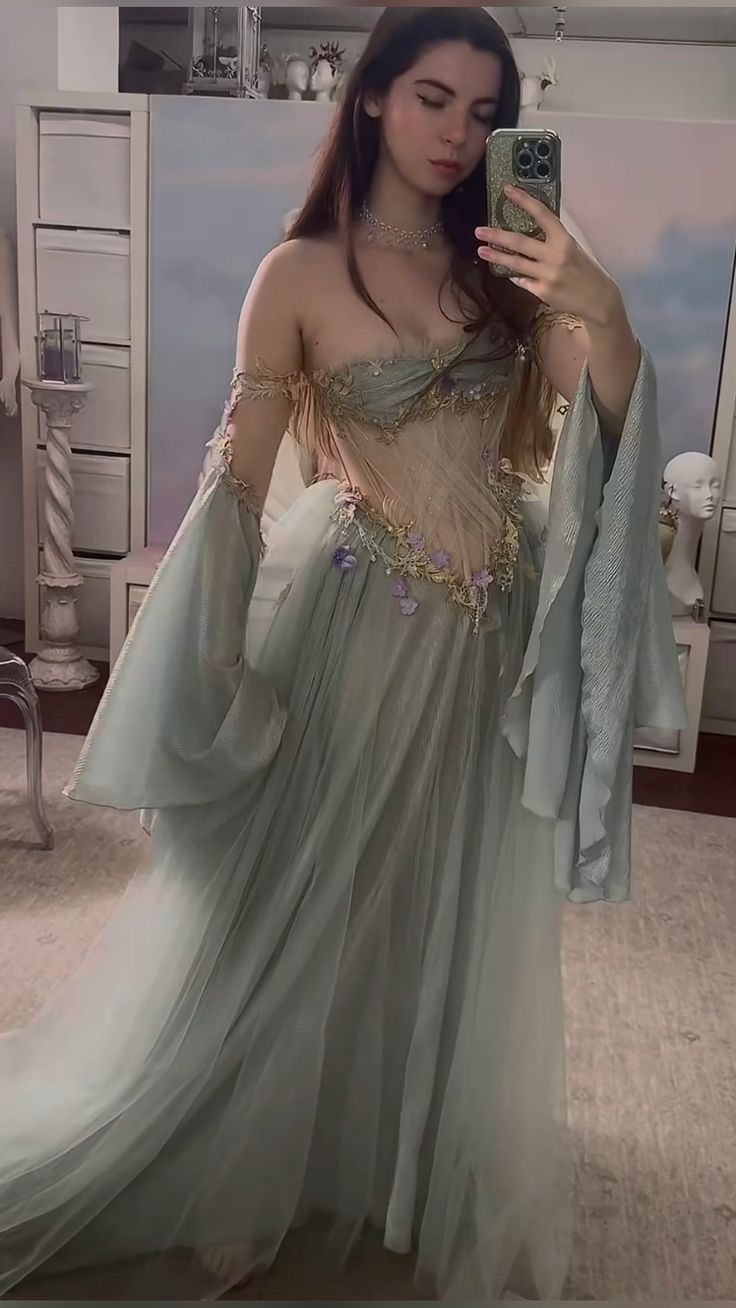 Elegant A Line Off The Shoulder Floor-Length Tulle Long Sleeves Formal Evening Dresses Formal Prom Dresses