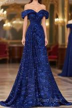 Elegant A Line Off The Shoulder Royal Blue Formal Prom Dresses Formal Dresses