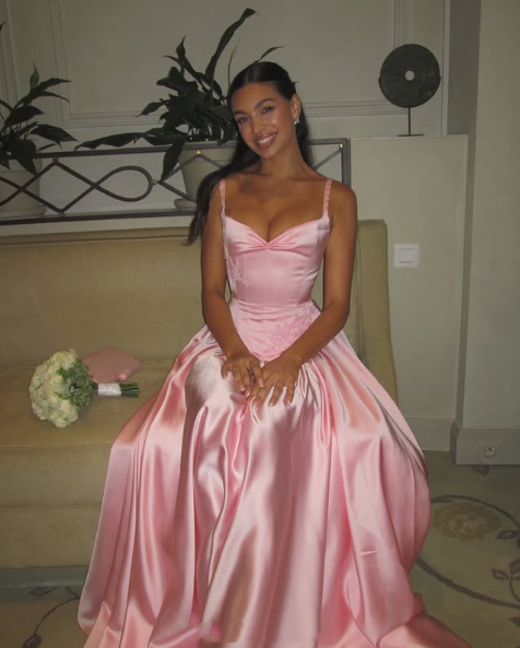 Elegant A Line Spaghetti Straps Floor-Length Satin Long Pink Formal Evening Dresses Formal Prom Dresses