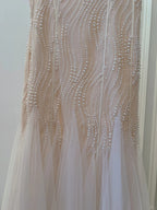 Elegant A-Line Strap Pearl Tulle Long Formal Prom Dresses