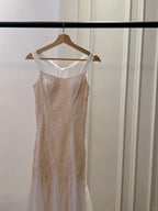 Elegant A-Line Strap Pearl Tulle Long Formal Prom Dresses