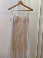 Elegant A-Line Strap Pearl Tulle Long Formal Prom Dresses
