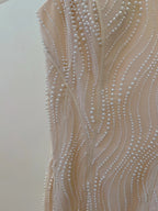 Elegant A-Line Strap Pearl Tulle Long Formal Prom Dresses