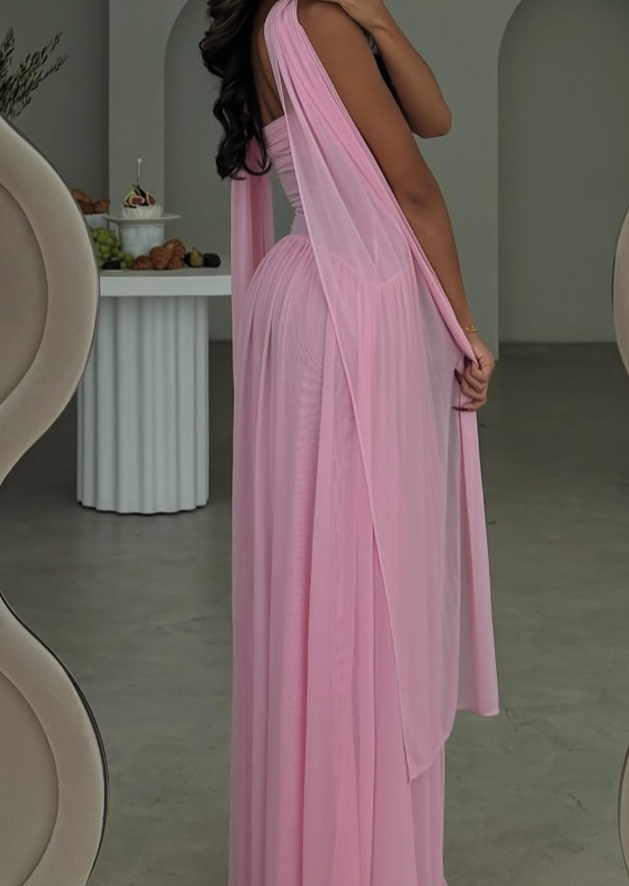Elegant A Line Sweetheart Pink Chiffon Long Formal Prom Dresses Party Dresses Summer 20Th Birthday Outfits 18Th Birthday Dresses