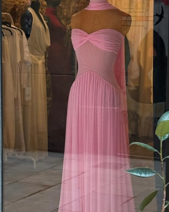 Elegant A Line Sweetheart Pink Chiffon Long Formal Prom Dresses Party Dresses Summer 20Th Birthday Outfits 18Th Birthday Dresses