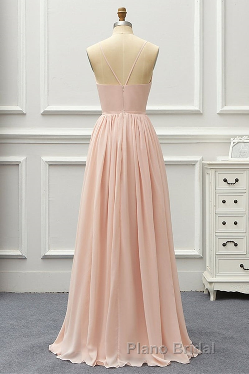 Elegant A Line V Neck Pink Long Formal Prom Dress, Pink Formal Graduation Evening Dress Secondary image