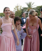 Elegant A Line V Neckline Bridesmaid Dresses Floor-Length Satin Long Pink Formal Evening Dresses Formal Prom Dresses