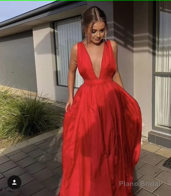 Elegant A line V Neckline Long Red Prom Dress 22th Birthday Outfits Secondary image
