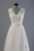 Elegant And Noble A-Shaped V-Neck Belt With Stickers For Beach And Floor Length Wedding Dresses