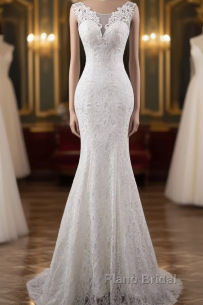 Elegant And Noble Lace Sleeveless Speaker/Mermaid And Floor Length Wedding Dresses Main image