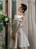 Elegant And Simple Satin One Shoulder A-Line Birthday Dresses Homecoming Dresses