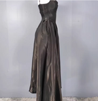Elegant Black A-Line Spaghetti Strap Satin Long Formal Prom Dresses
