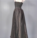 Elegant Black A-Line Spaghetti Strap Satin Long Formal Prom Dresses