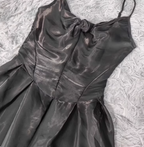 Elegant Black A-Line Spaghetti Strap Satin Long Formal Prom Dresses