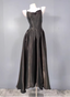Elegant Black A-Line Spaghetti Strap Satin Long Formal Prom Dresses
