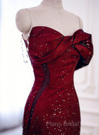 Elegant Black And Red Sweetheart Mermaid Long Formal Prom Dresses, Red Evening Dresses