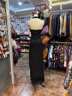 Elegant Black Mermaid Halter Neck Chiffon Long Formal Prom Dresses