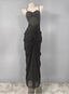 Elegant Black Mermaid Spaghetti Strap Ruched Chiffon Long Formal Prom Dresses