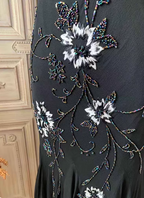 Elegant Black Mermaid Spaghetti Strap V-Neck Beaded Chiffon Long Formal Prom Dresses