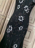 Elegant Black Mermaid Spaghetti Strap V-Neck Beaded Chiffon Long Formal Prom Dresses