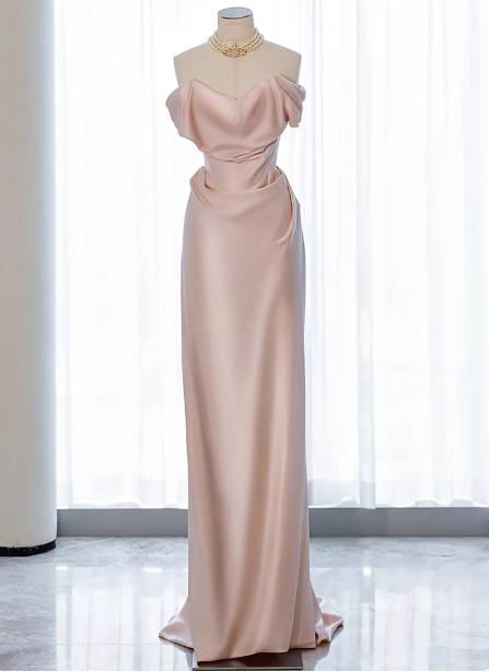 Elegant Black Slim-Fit Off-The-Shoulder Satin Long Formal Prom Dresses