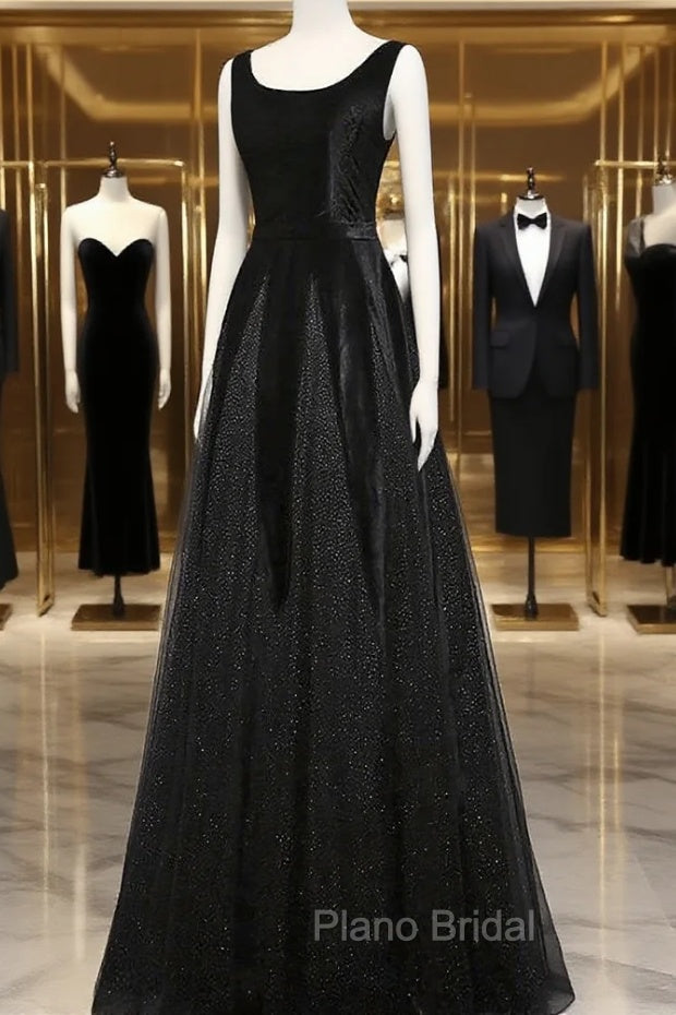 Elegant Black Velvet Cap Sleeves Evening Dresses, Black Formal Prom Dresses Secondary image