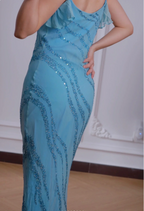 Elegant Blue Mermaid Chiffon Long Formal Prom Dresses