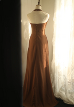 Elegant Brown A-Line Halter Neck Chiffon Long Formal Prom Dresses