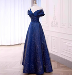 Elegant Burgundy Off-The-Shoulder A-Line Satin Tulle Long Formal Prom Dresses