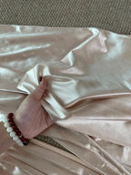 Elegant Champagne Mermaid Trailing Strapless Satin Long Formal Prom Dresses