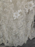 Elegant Champagne Off-White Sweetheart Neck Lace Train Formal Prom Dresses