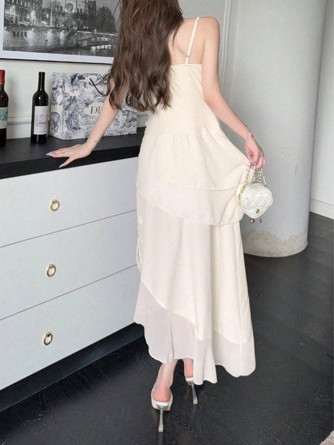 Elegant Chiffon Ivory Strap Irregular Birthday Dresses Homecoming Dresses