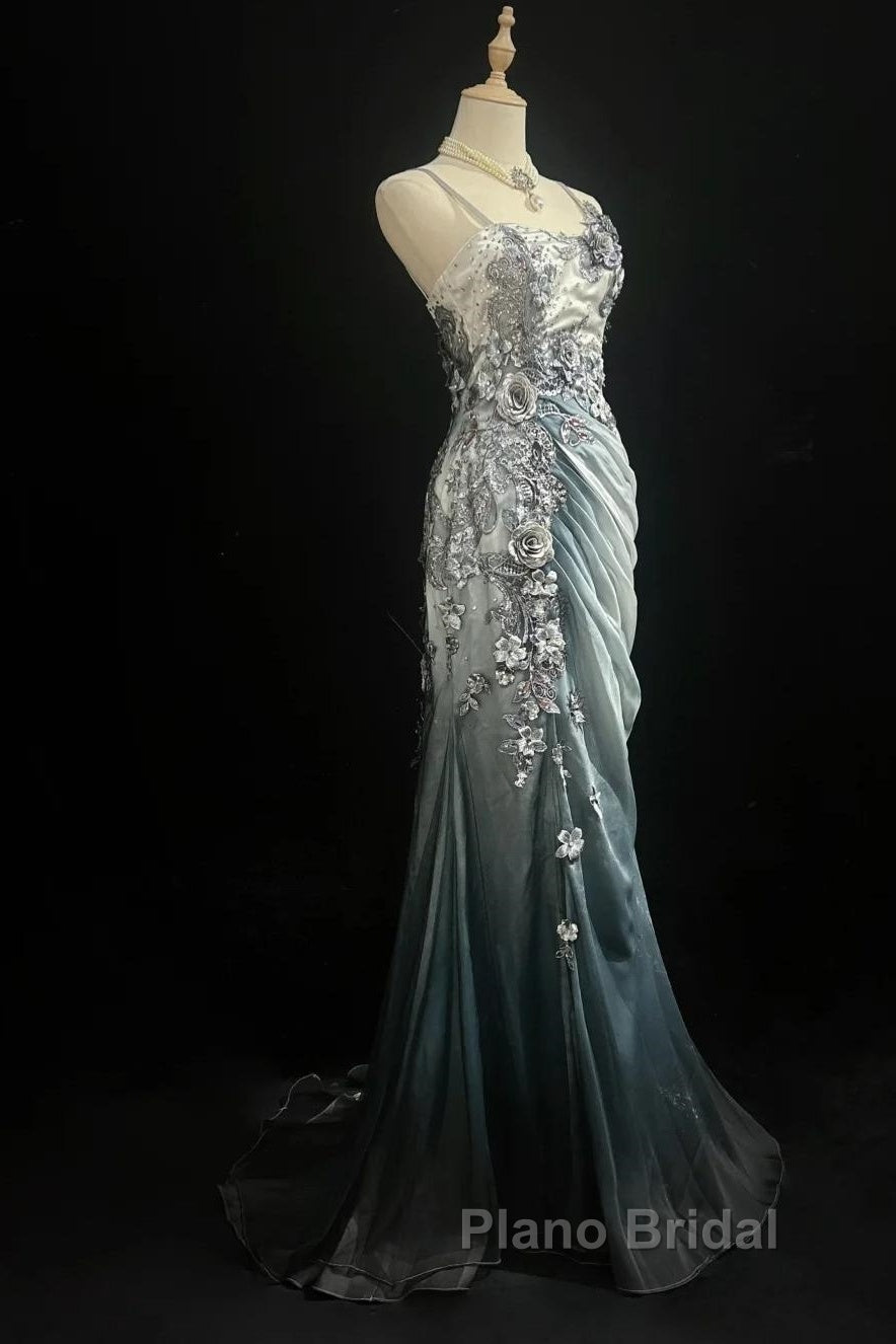 Elegant Chiffon Mermaid Gown  For Formal Prom&Party Spaghetti Strap Sequined Applique Evening Gown