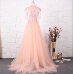 Elegant Court Grey Fringed Beaded Embroidered Tulle Train Formal Prom Dresses