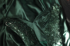 Elegant Dark Green A-Line Off-Shoulder Sequined Satin Long Formal Prom Dresses