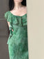 Elegant Dark Green Mermaid Ruffled Chiffon Long Formal Prom Dresses