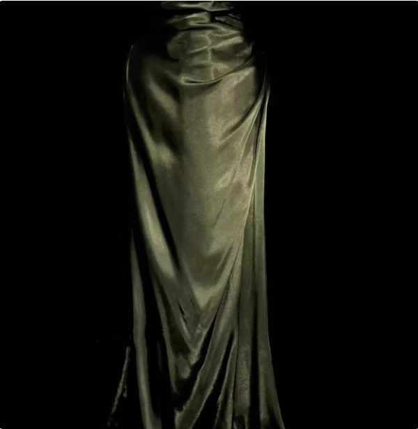 Elegant Dark Green Spaghetti Strap V-Neck Ruched Satin Long Formal Prom Dresses