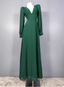 Elegant Deep Green A-Line V-Neck Long-Sleeved Backless Chiffon Long Formal Prom Dresses