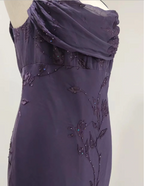 Elegant Deep Purple Mermaid Embroidered Chiffon Long Formal Prom Dresses