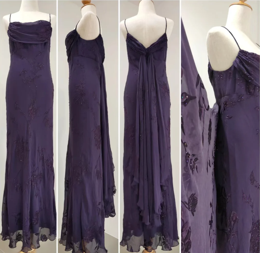 Elegant Deep Purple Mermaid Embroidered Chiffon Long Formal Prom Dresses Main image