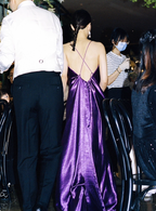 Elegant Deep Purple Spaghetti Strap Cross Backless Satin Long Formal Prom Dresses