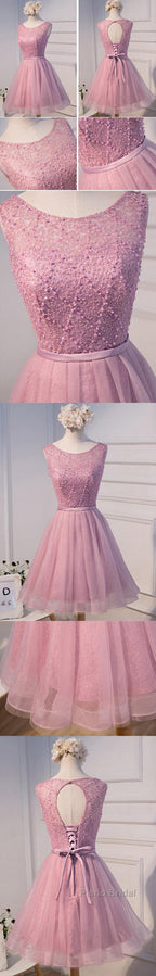 Elegant Diamond Beads  Lace Organza Sleeveless Scoop Neckline Lace Up Back For Teen Lovely Homecoming Dresses