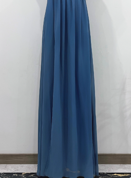 Elegant Dusty Blue One-Shoulder Chiffon Formal Prom Dresses Bridesmaid Dresses
