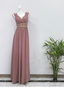 Elegant Dusty Pink A-Line Spaghetti Strap V-Neck Chiffon Long Formal Prom Dresses
