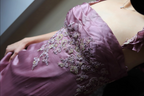 Elegant Dusty Rose Square Neck Spaghetti Strap Embroidered Ruffle Satin Long Formal Prom Dresses