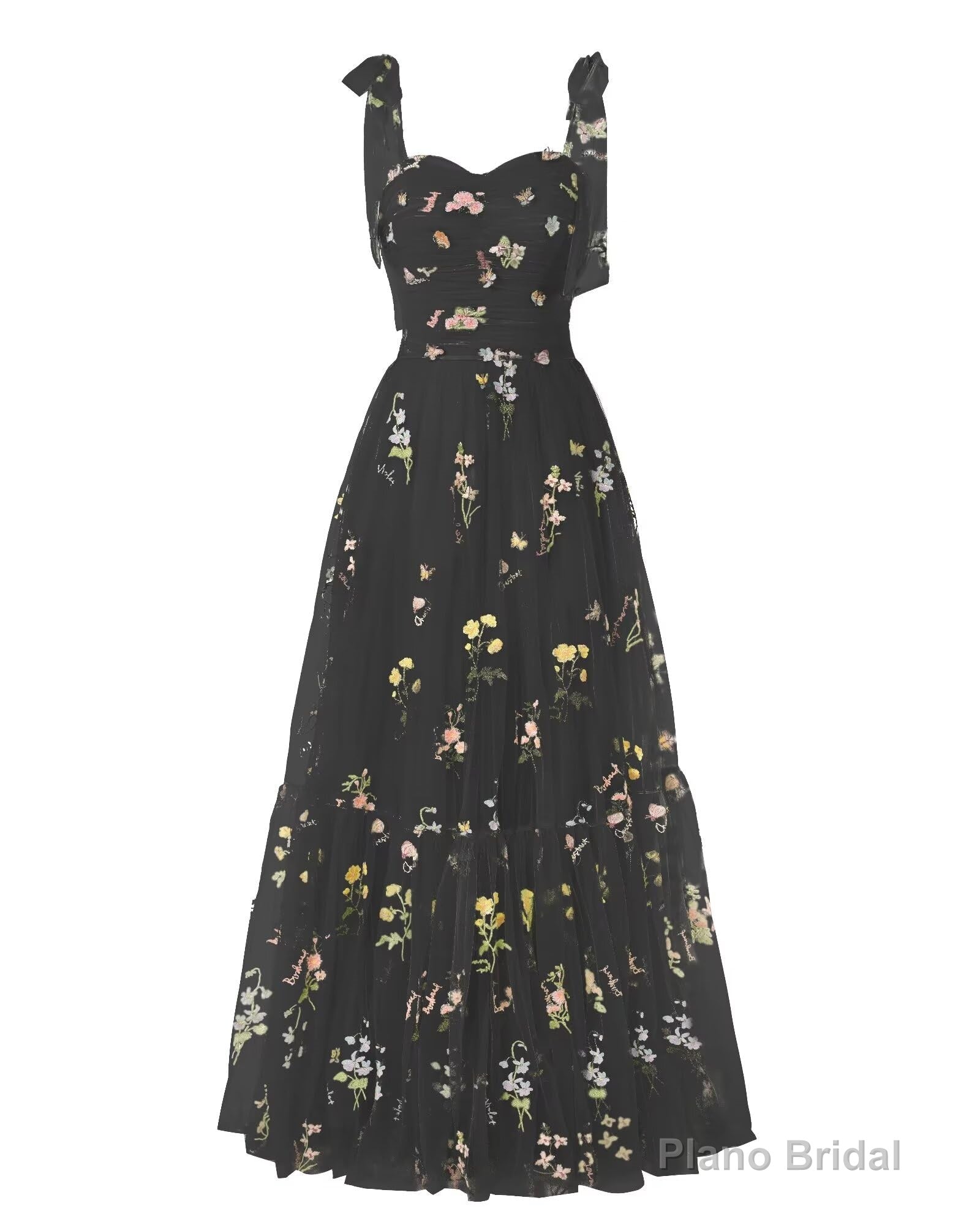 Elegant Embroidery Black Prom Dresses Sweetheart Spaghetti Straps A Line Party Dress Long Simple Formal Dress Secondary image