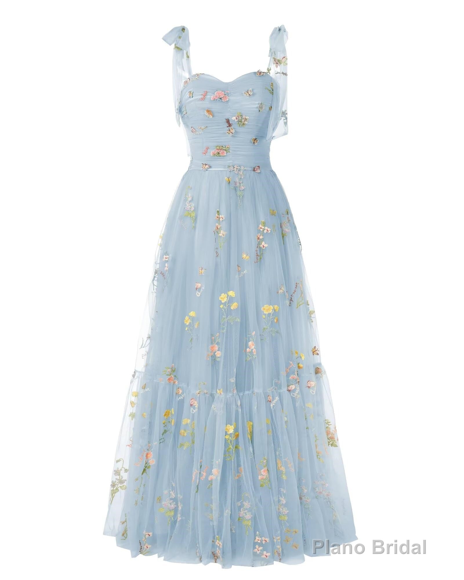 Elegant Embroidery Blue Prom Dresses Sweetheart Spaghetti Straps A Line Party Dress Long Simple Formal Dress Main image